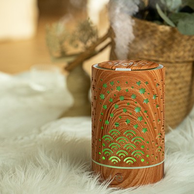 厂家直发镂空创意新款香薰机木纹镂空加湿器卧室家用桌面加湿器 1个图4