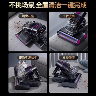 跨境除螨仪双尘杯双滚刷紫外线杀菌去螨虫智能家用床上加热吸尘器 1台图3