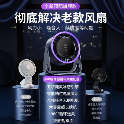 桌面小风扇壁挂台式两用大风力数显办公室桌面风扇学生宿舍电风扇 1台