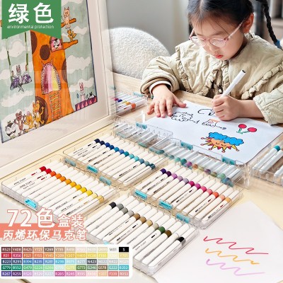 72色 马克笔丙烯学生专用直液式美术儿童安全笔头不透色DIY水彩笔 1盒图3