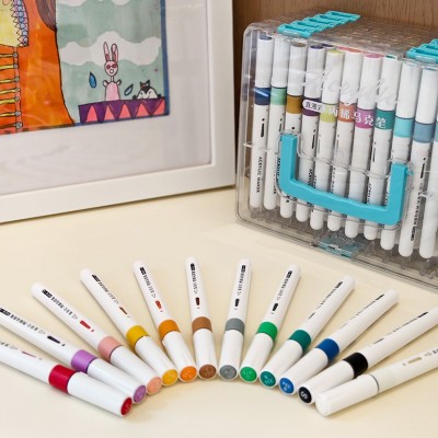 72色 马克笔丙烯学生专用直液式美术儿童安全笔头不透色DIY水彩笔 1盒图2