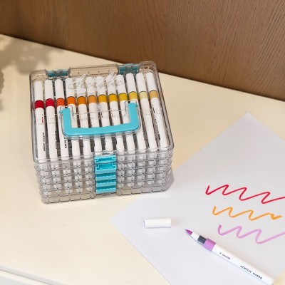 72色 马克笔丙烯学生专用直液式美术儿童安全笔头不透色DIY水彩笔 1盒图5