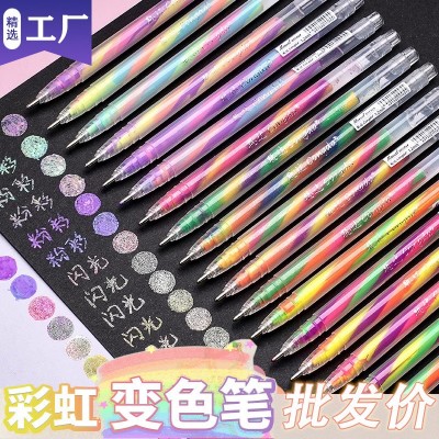 ✅手账渐变彩虹笔荧光多色笔闪光螺旋笔diy绘画标记号重点贺卡笔 5盒图2