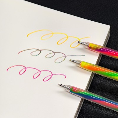 ✅手账渐变彩虹笔荧光多色笔闪光螺旋笔diy绘画标记号重点贺卡笔 5盒图4