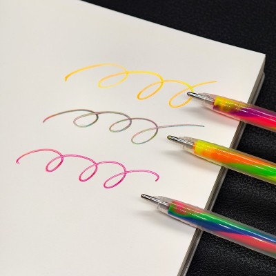 ✅手账渐变彩虹笔荧光多色笔闪光螺旋笔diy绘画标记号重点贺卡笔 5盒图5