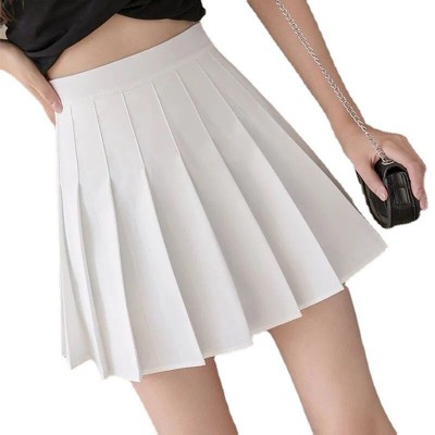白色jk百褶裙春秋季学院风高腰a字裙显瘦百搭半身裙女灰色短裙子图5