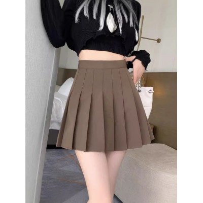 黑色百褶裙女秋冬半身裙夏2024新款高腰显瘦学生a字裙小个子短裙