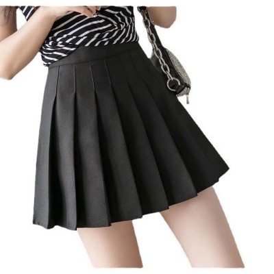 现货高腰百褶裙短裙女 秋季半身裙学院风韩版纯色防走光a字裙批发图5