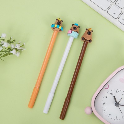 创意文具软胶头可爱卡通中性笔学习办公黑色水性签字笔印刷字0.5 4支图5