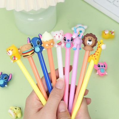 创意文具软胶头可爱卡通中性笔学习办公黑色水性签字笔印刷字0.5 4支图4