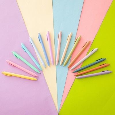 马卡龙简约按动中性笔学生考试笔商务办公签字笔0.5子弹头黑水笔 5件图4