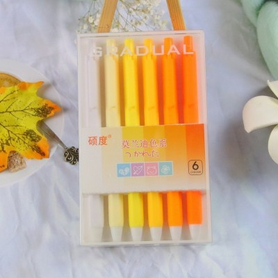莫兰迪ST头刷题笔学生盒装中性笔套装渐变色笔杆水性笔办公签字笔 1盒图5
