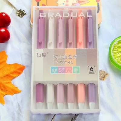 创意莫兰迪色按动笔正姿六角杆按压中性笔套装学生文具水笔签字笔 1盒图5