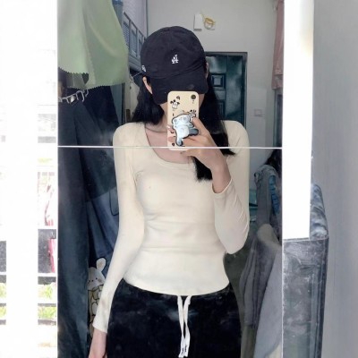 百搭秋冬上衣保暖德绒圆领T恤2025长袖女装春秋打底辣妹修身显瘦图4