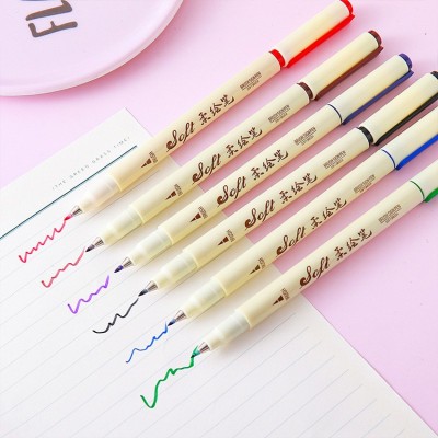 经典国色柔绘笔 学生文具书法练字笔 彩色手账笔美术勾线笔秀丽笔 2袋图2