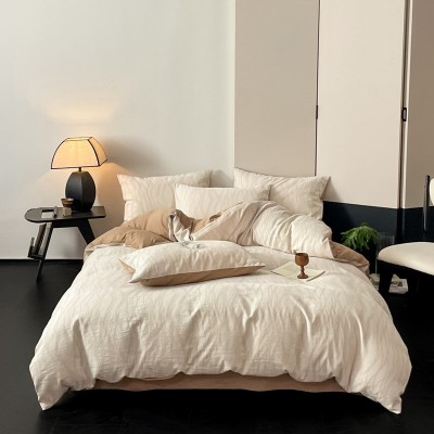 母婴A类全棉水洗棉三层纱四件套纯棉被套床单床笠三件套床上用品4 1件图2