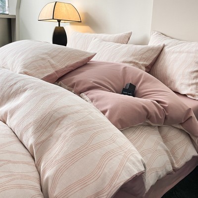 母婴A类全棉水洗棉三层纱四件套纯棉被套床单床笠三件套床上用品4 1件图3