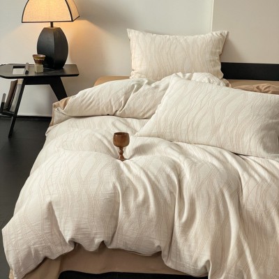 母婴A类全棉水洗棉三层纱四件套纯棉被套床单床笠三件套床上用品4 1件图4