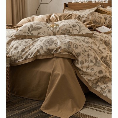 100长绒棉印花磨毛四件套全棉纯棉春秋加厚床单被套床笠床上用品4 1件图2