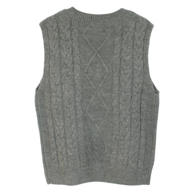 外贸跨境欧美亚马逊源头厂家毛衣背心女式马甲夹v领无袖麻花毛衫图3