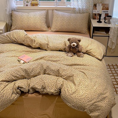 豹纹床上四件套水洗棉双层纱工艺柔软被套床单宿舍床品三件套 1件图3