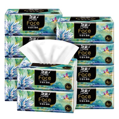 洁柔抽纸油画款纸巾4层卫生纸餐巾纸80抽18包家用实惠装面巾纸 1箱图5