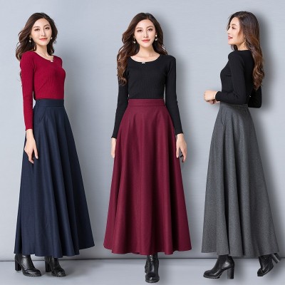 2025秋冬毛呢中长款百搭大摆裙半身裙广场舞图3