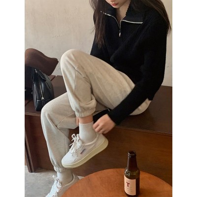 拉链内搭宽松针织衫女2024秋冬新款设计感小众打底洋气长袖上衣图5