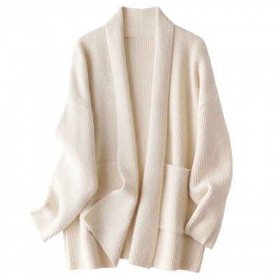 2025新款秋季韩系针织开衫极简风气质口袋宽松时尚百搭毛衣外套女图4