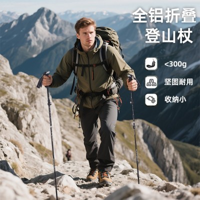 五节登山杖伸缩便携超轻铝合金野营徒步手杖户外登山爬山旅游装备图3