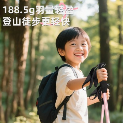 户外儿童登山杖伸缩铝合金徒步杖防滑手杖碳纤维拐杖超轻爬山装备图3