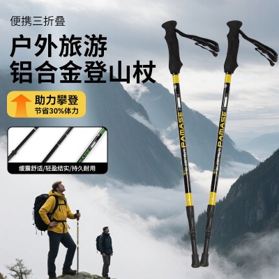 厂家直供新款户外旅游手杖便携直柄徒步爬山拐棍减震铝合金登山杖图3