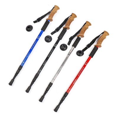专业户外软木登山杖可伸缩便携铝合金折叠杖直柄手杖徒步爬山拐杖图2