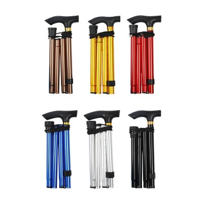 厂家直供五节铝合金登山杖老人防滑拐杖超轻可折叠伸缩登山杖徒图2