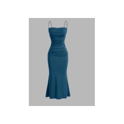 2024亚马逊欧美跨境性感风无领连衣裙高腰系带吊带包臀长裙女图3