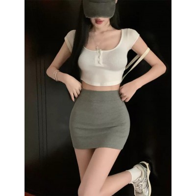 辣妹性感高腰包臀半身裙女春秋弹力显瘦紧身小个子一步无打底短裙图2