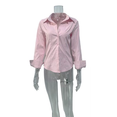 新款高级感修身收腰衬衣不规则衬衫辣妹百搭小众设计感别致上衣图5