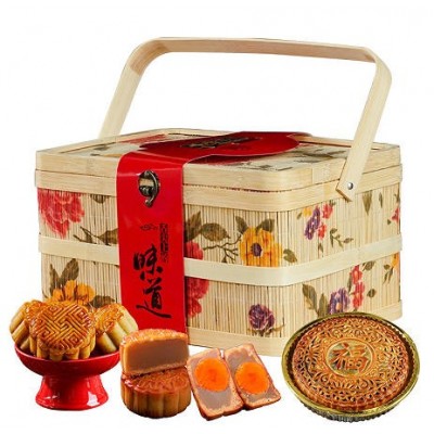 三珍斋月饼礼盒装竹篮款广式大月饼中秋节送礼品企业福利团购批发图2