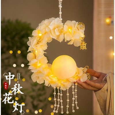 中秋节花灯兔子灯笼发光古风儿童手提手工diy制作材料包汉服配饰图2