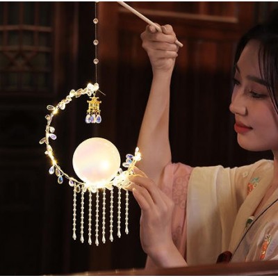 中秋花灯中秋节灯笼儿童手提小灯笼手工发光diy宫灯摆摊图2