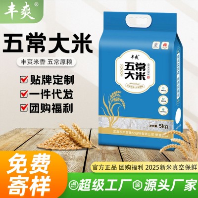 丰爽蓝袋五常大米5kg双层真空装家用送礼大米东北特产新米批发图3