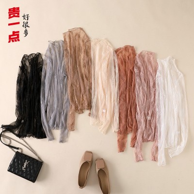 2020秋冬蕾丝打底衫女长袖半高领内搭镂空雪纺洋气性感网纱上衣图2