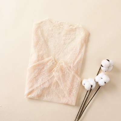 2020秋冬蕾丝打底衫女长袖半高领内搭镂空雪纺洋气性感网纱上衣图4