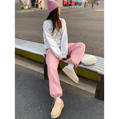 2025秋冬季大码卫裤加厚男女lulu同款束脚宽松直筒阔腿休闲运动裤图4