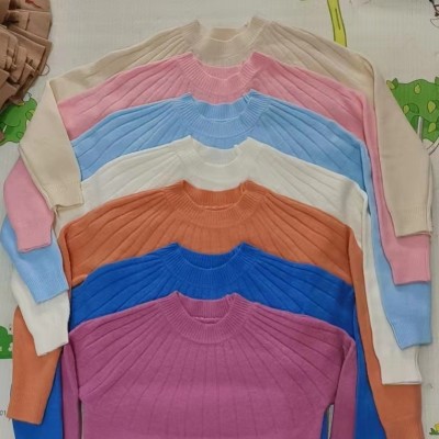 竖条秋冬慵懒风圆领套头毛衣女打底衫2021新款宽松女士毛衣针织衫图4