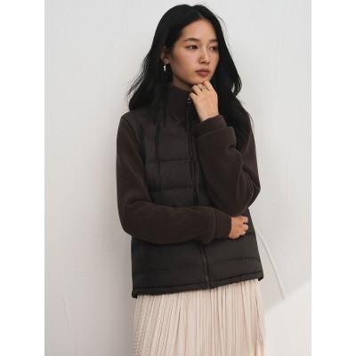 短款摇粒绒羽绒外套女秋冬纯色鸭绒保暖开衫高级感百搭潮流外套