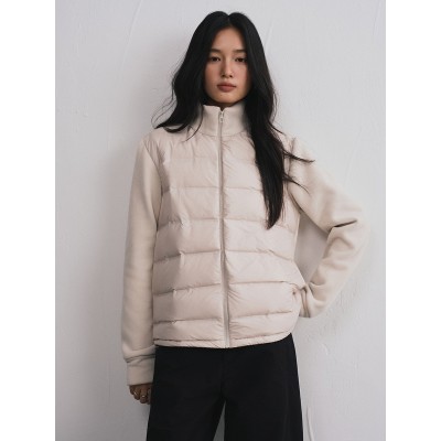 短款摇粒绒羽绒外套女秋冬纯色鸭绒保暖开衫高级感百搭潮流外套图3