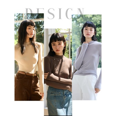 兰精天丝半高领打底衫女秋冬新款羊毛保暖针织衫高级感长袖上衣图4