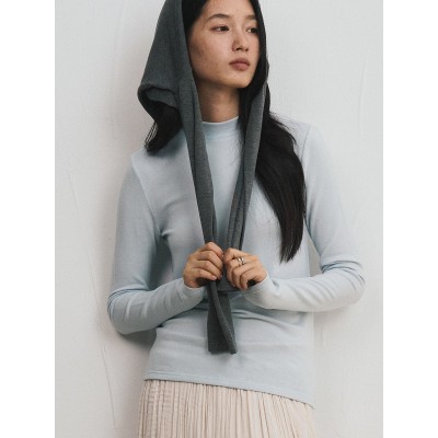 天丝醋酸羊毛打底衫女秋冬新款中领圆领上衣基础款内搭半高领T恤图4