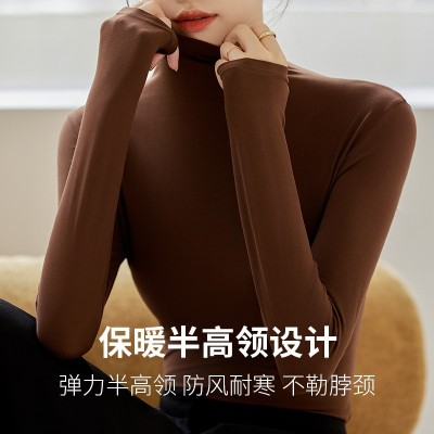 椰油面膜衣打底衫秋冬新款半高领女内搭长袖修身打底衣中领上衣女图3